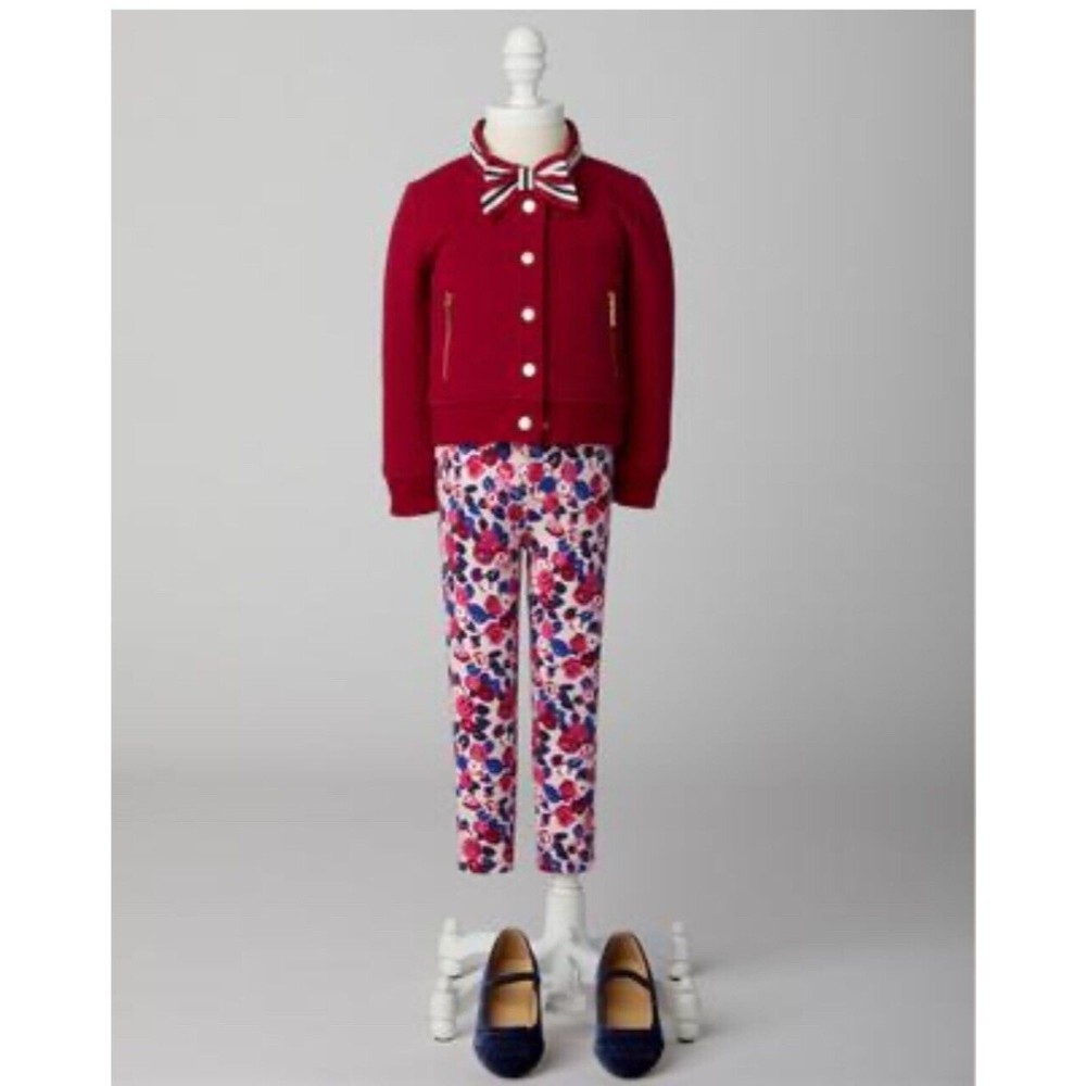 Janie and Jack Girls Floral Pants size 6 Red Blue Stretch Stripe